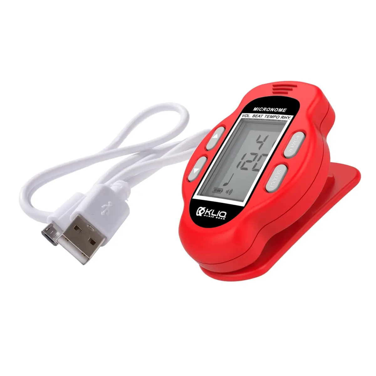 KLIQ MicroNome Mini Rechargeable Digital Metronome with Speaker Red | Adjustable Tempo & Rhythms - view 9