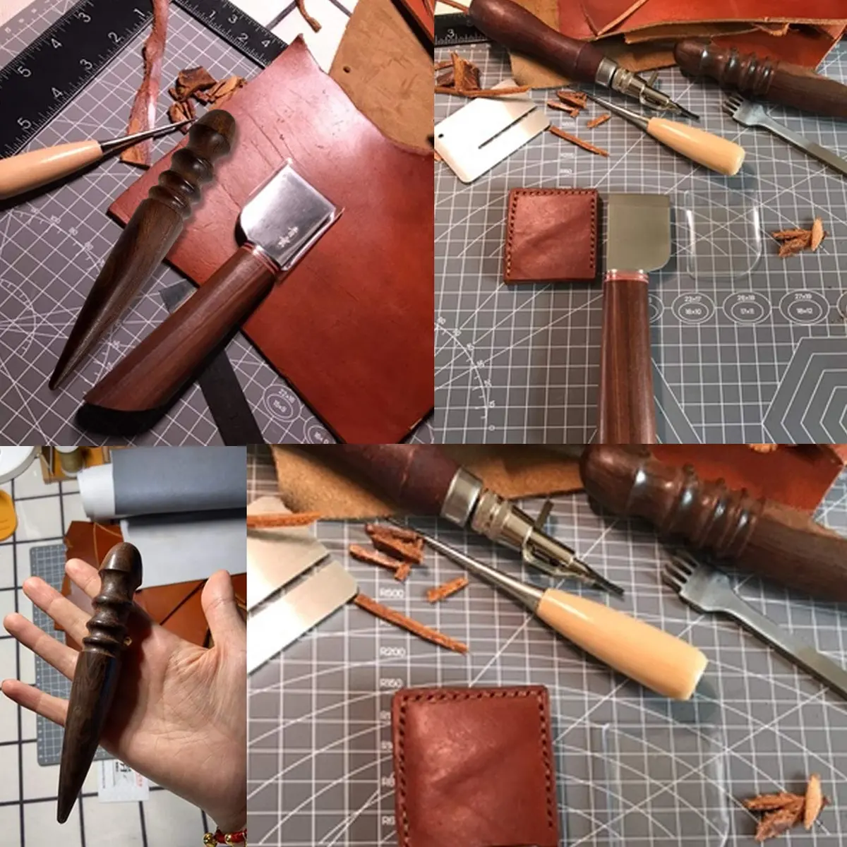 Honbay Ebony Wood Leather Edge Burnisher Tool for Leather Projects | 4 Grooves, Durable & Compact - view 5