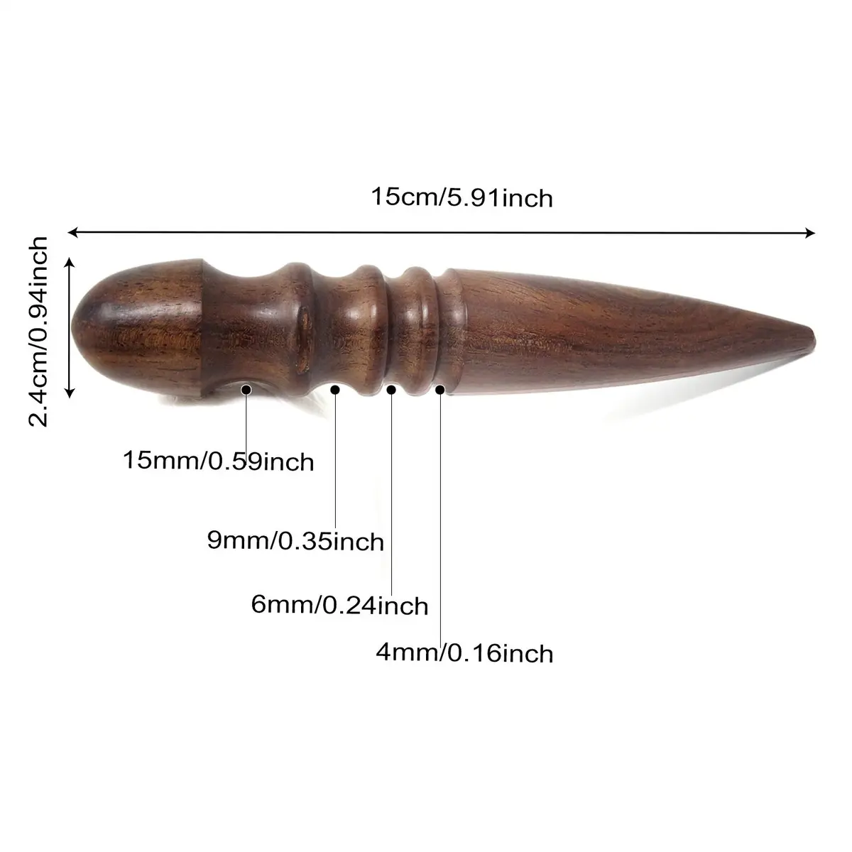 Honbay Ebony Wood Leather Edge Burnisher Tool for Leather Projects | 4 Grooves, Durable & Compact - view 2