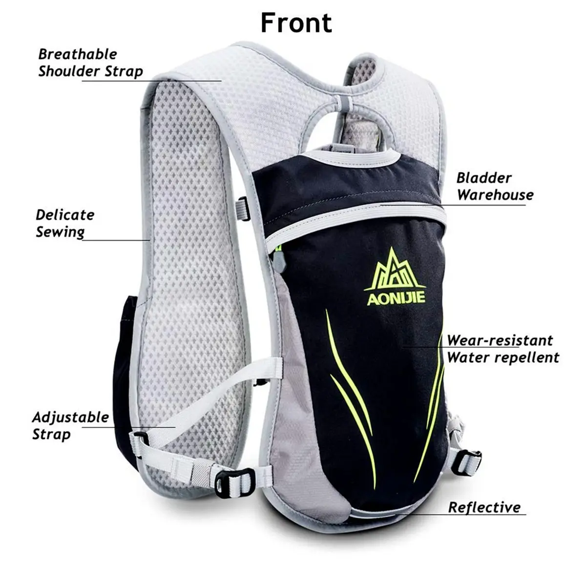 AONIJIE 5.5L Hydration Vest Backpack for Men & Women | 250g (8.82oz) Lightweight Trail Running Pack - view 7