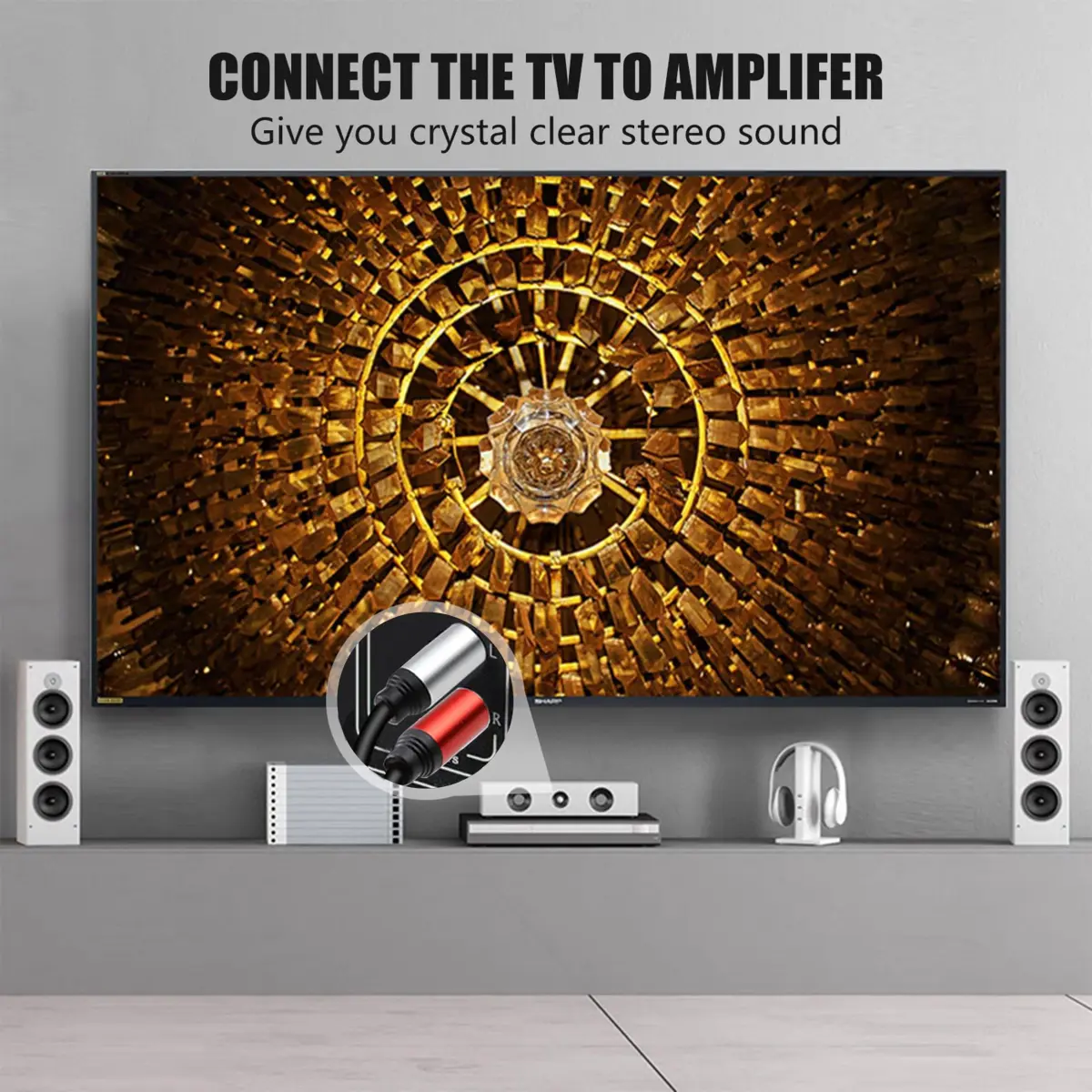 Tan QY 2RCA to 2RCA Audio Cable 6.1m (20Ft) | Clear Stereo Sound for HDTV & Gaming - view 5