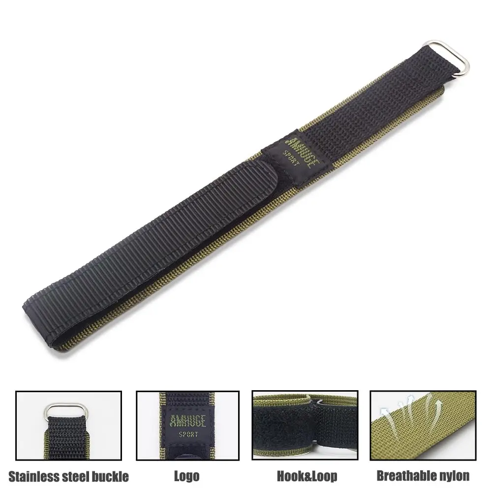 AMHUGE Nylon Sport Watch Band Waterproof Outdoor Strap 20mm | Breathable & Sturdy (18-22mm) - view 2