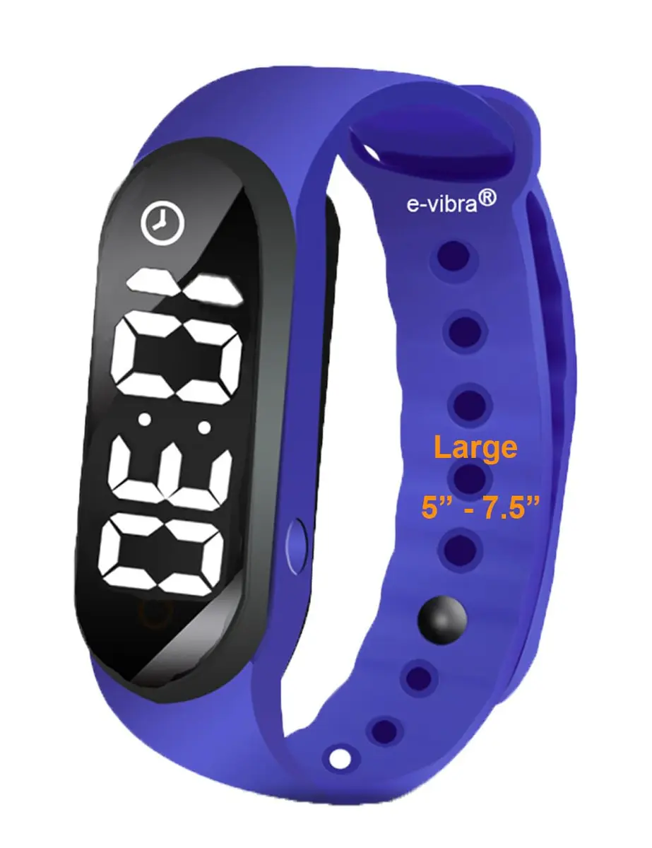 e-vibra 8 Alarm Vibrating Alarm Watch 12 Alarms Water-Resistant 18mm Silicone (Royal Blue) - main product image