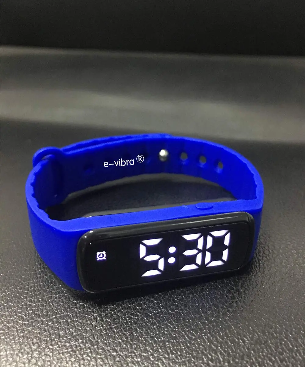 e-vibra 8 Alarm Vibrating Alarm Watch 12 Alarms Water-Resistant 18mm Silicone (Royal Blue) - view 2