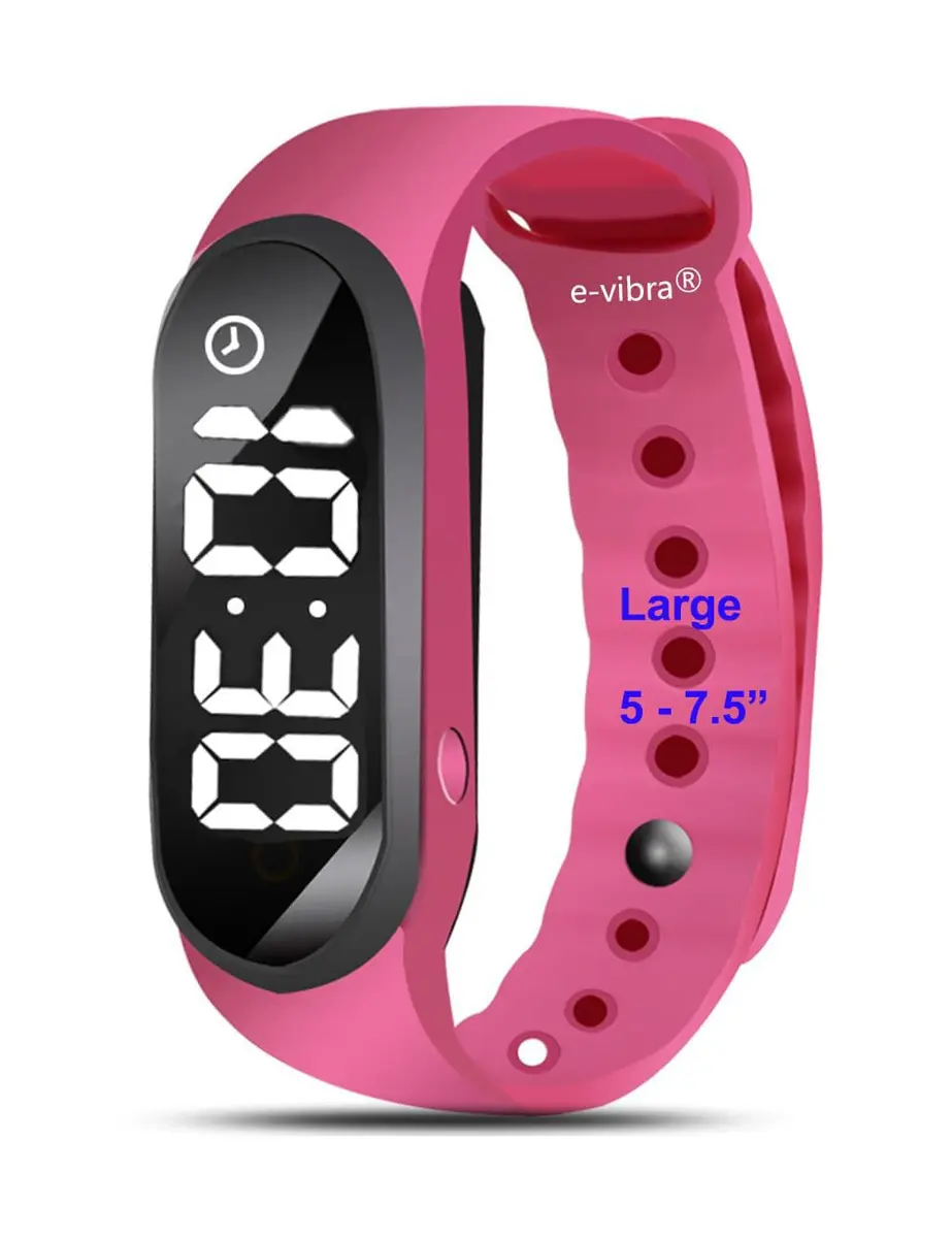 e-vibra Vibrating Alarm Watch for Potty Training & Reminders - 12 Alarms, Rechargeable, Hot Pink (Large), 10-17cm Wrist - main product image