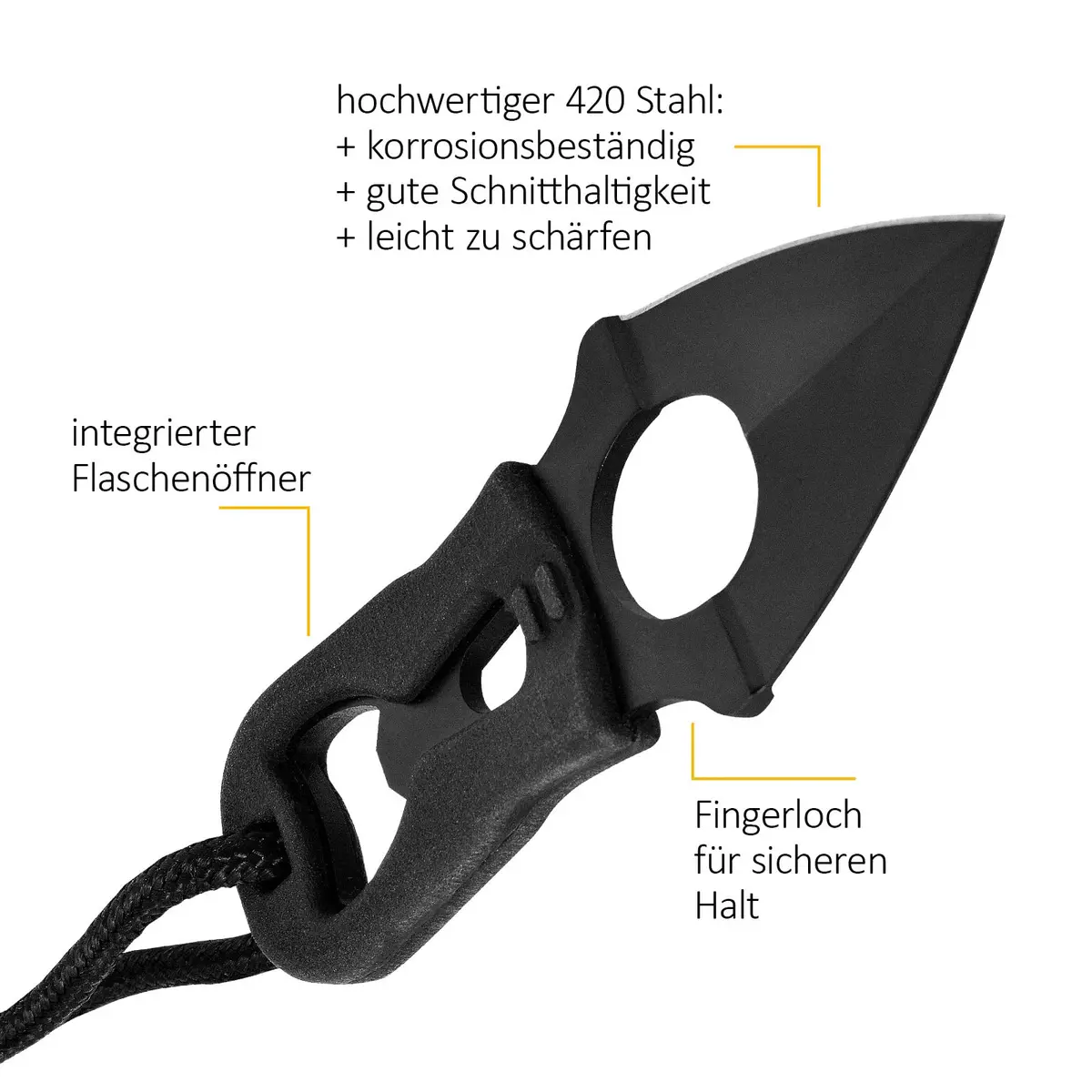 Camillus Heater II Neck Knife 4.25" (1.75" Blade) | Tactical Survival Fixed Blade with Carbonitride Titanium Coating - view 6