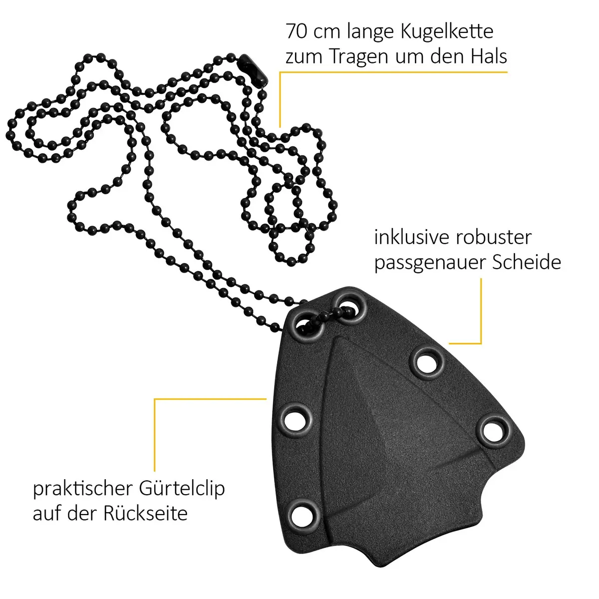 Camillus Heater II Neck Knife 4.25" (1.75" Blade) | Tactical Survival Fixed Blade with Carbonitride Titanium Coating - view 7
