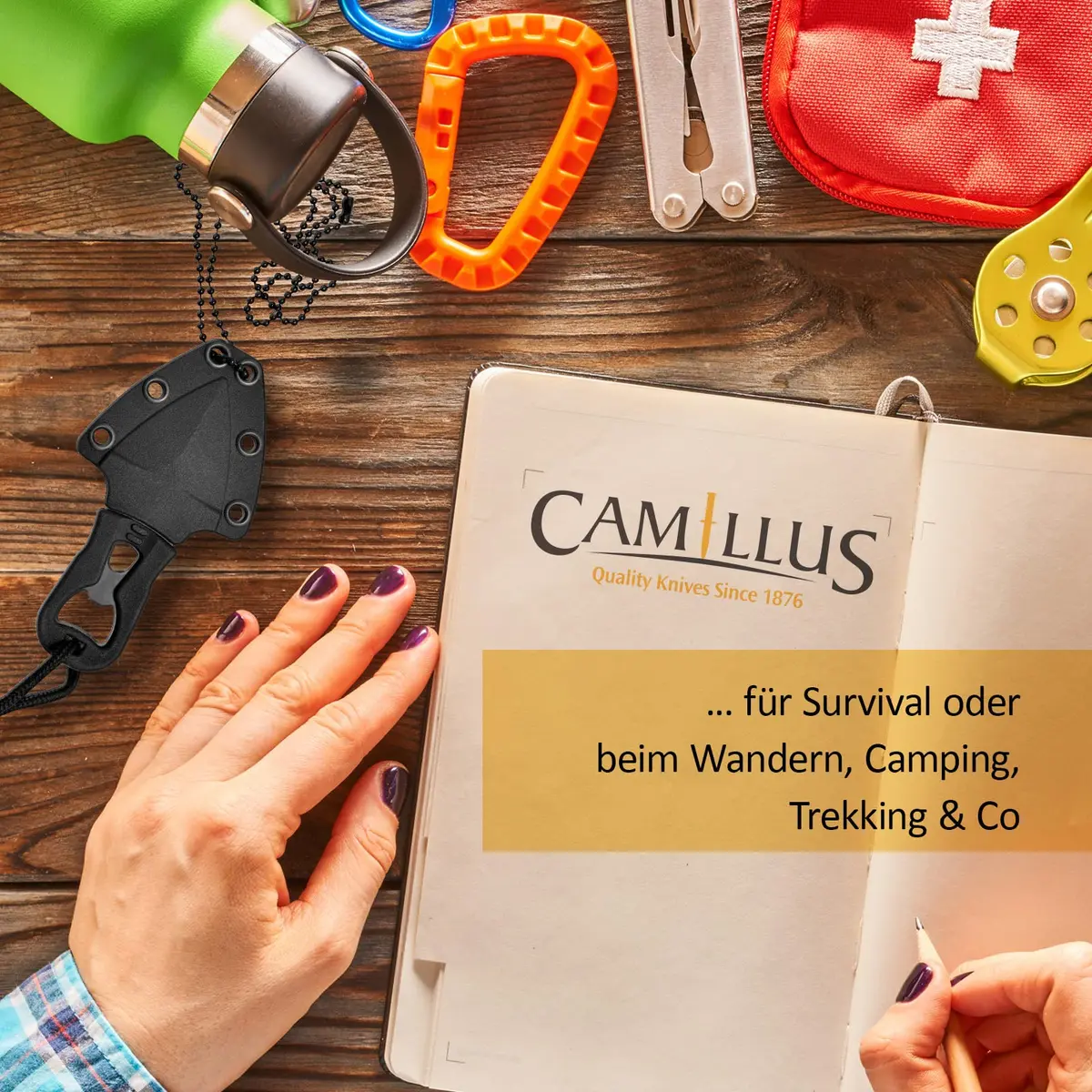 Camillus Heater II Neck Knife 4.25" (1.75" Blade) | Tactical Survival Fixed Blade with Carbonitride Titanium Coating - view 9