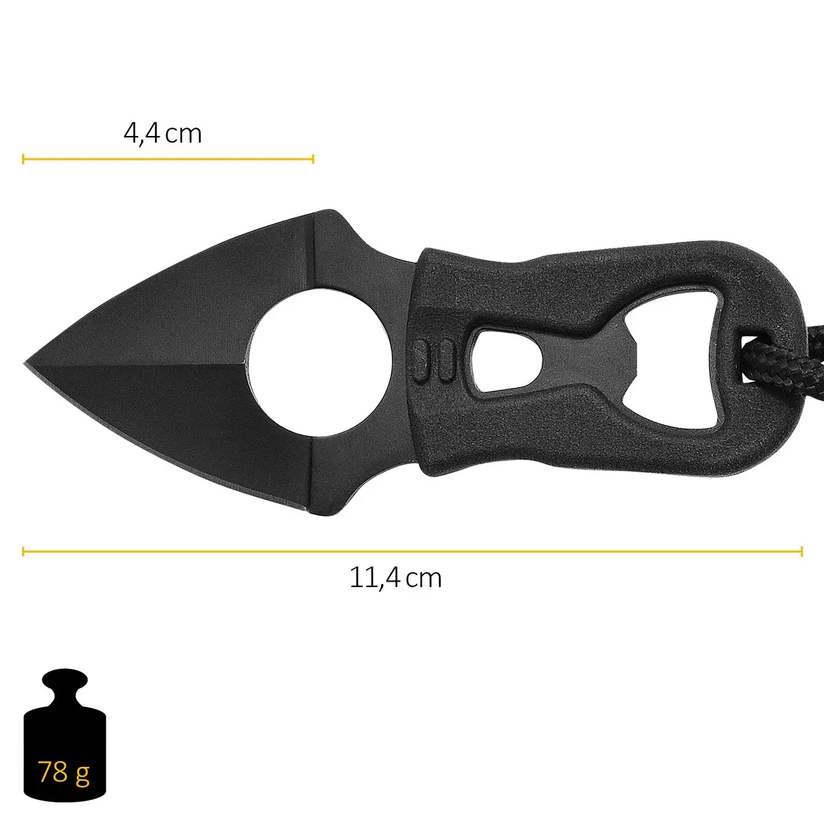 Camillus Heater II Neck Knife 4.25" (1.75" Blade) | Tactical Survival Fixed Blade with Carbonitride Titanium Coating - view 4