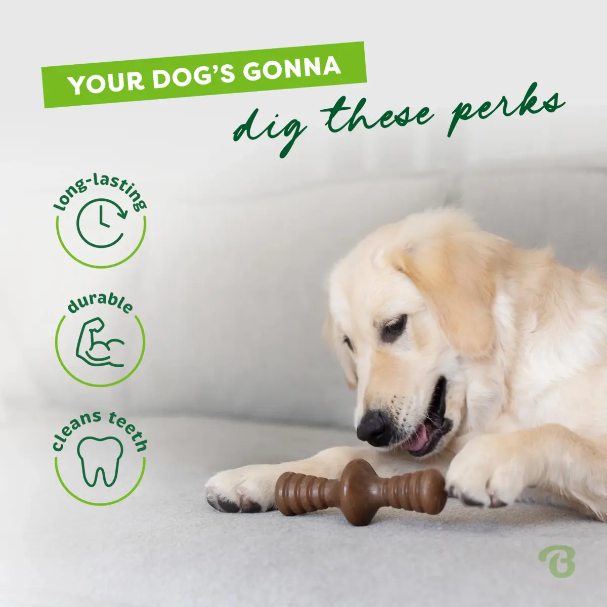 Benebone Zaggler Rolling Dog Chew Toy for Aggressive Chewers, Real Peanut, 6.6 oz (187 g) | Durable Interactive Toy - view 3