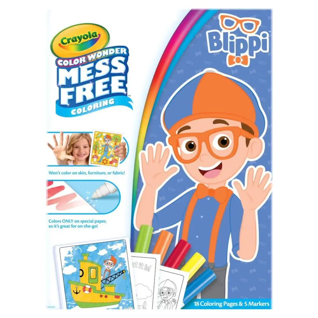 Crayola Blippi Color Wonder Coloring Set, 18 Mess Free Pages & 5 Markers | Toddler Art Activity - main product image