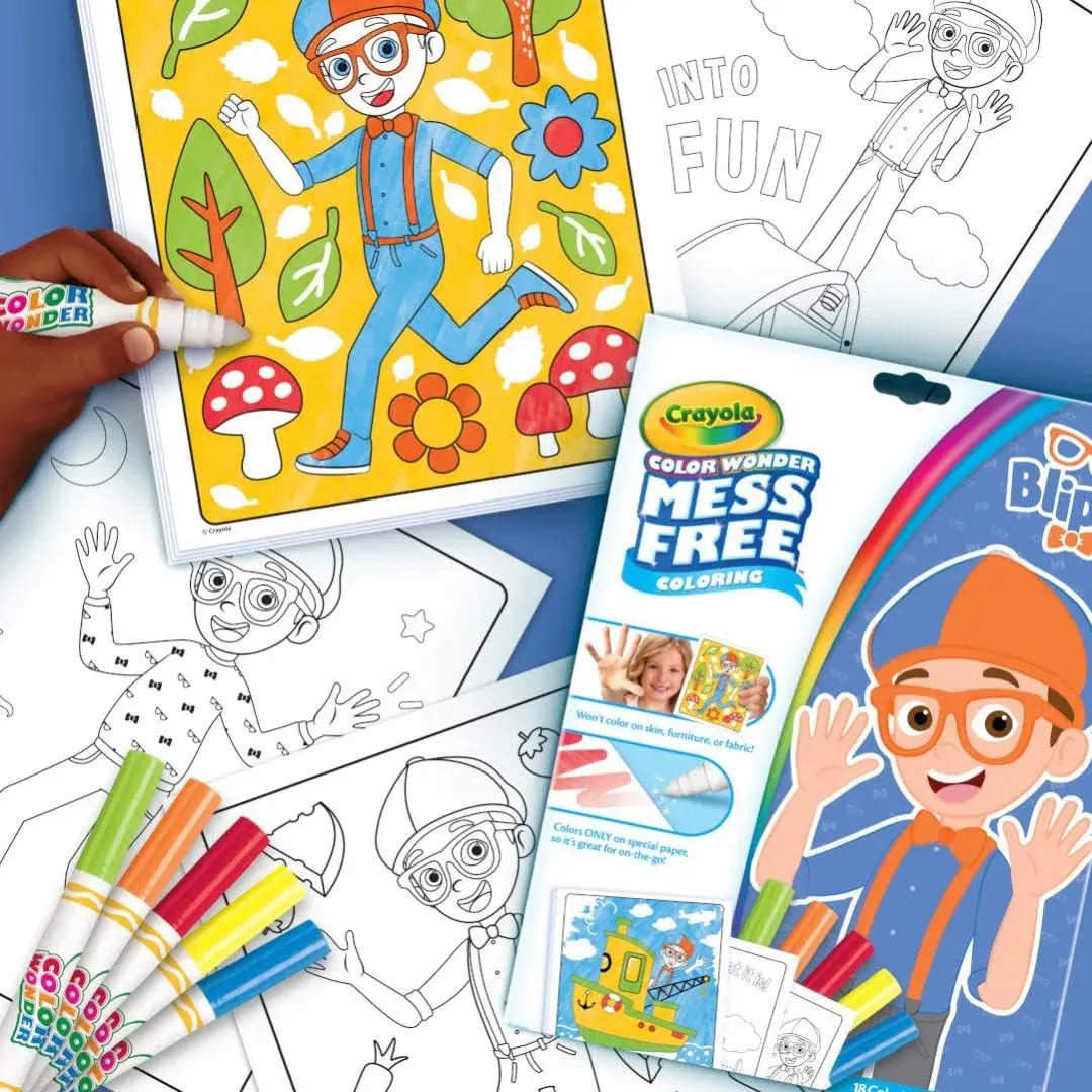 Crayola Blippi Color Wonder Coloring Set, 18 Mess Free Pages & 5 Markers | Toddler Art Activity - view 5
