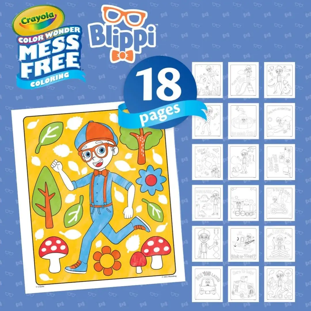 Crayola Blippi Color Wonder Coloring Set, 18 Mess Free Pages & 5 Markers | Toddler Art Activity - view 2