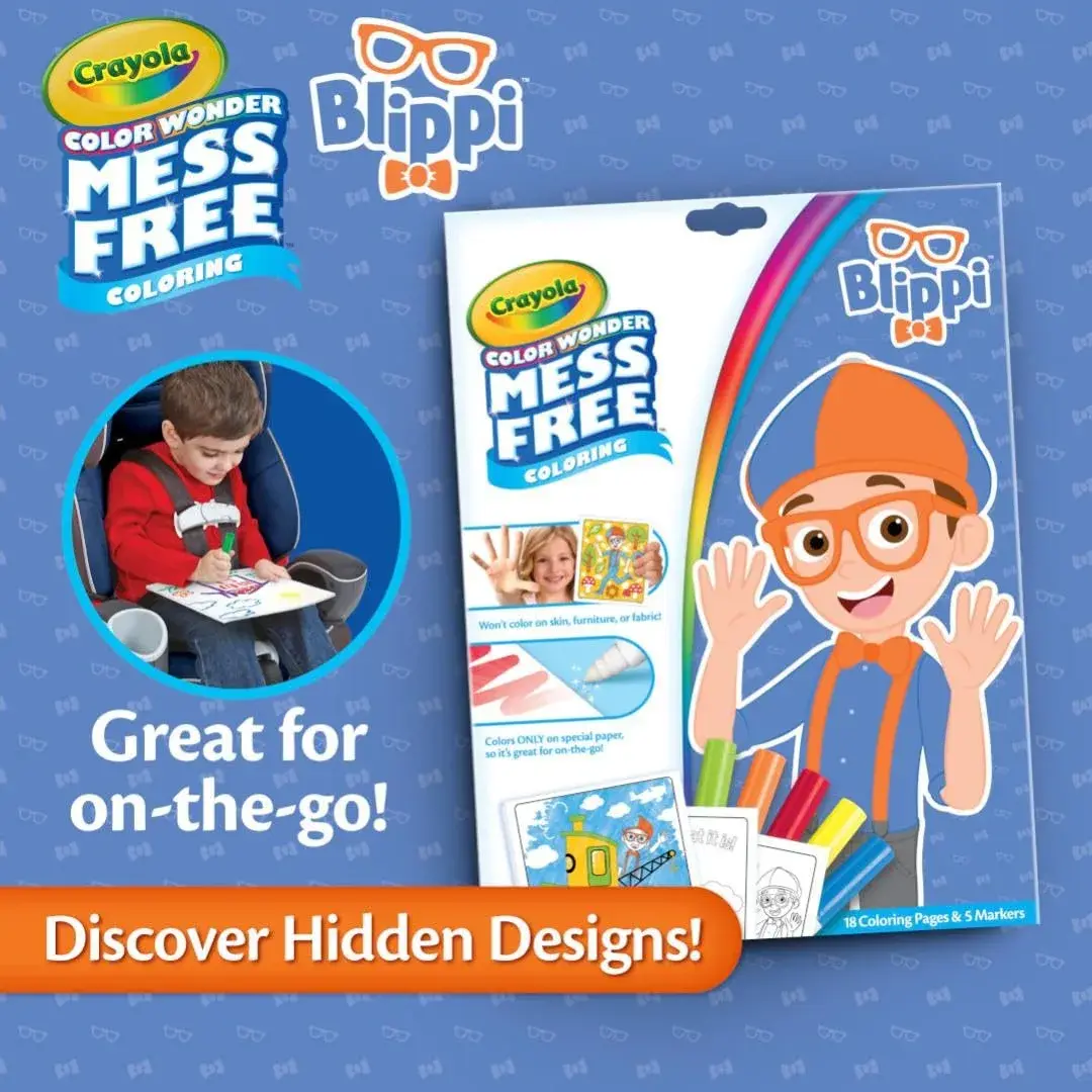Crayola Blippi Color Wonder Coloring Set, 18 Mess Free Pages & 5 Markers | Toddler Art Activity - view 4