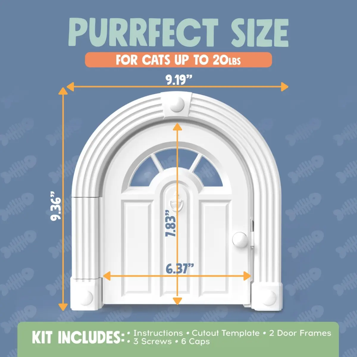 Purrfect Portal Meow Manor Cat Door Interior Door - Pure White, 8.25" (20.95 cm) High | No-Flap Design for Cats Up to 20 lbs (9.07 kg) - view 6