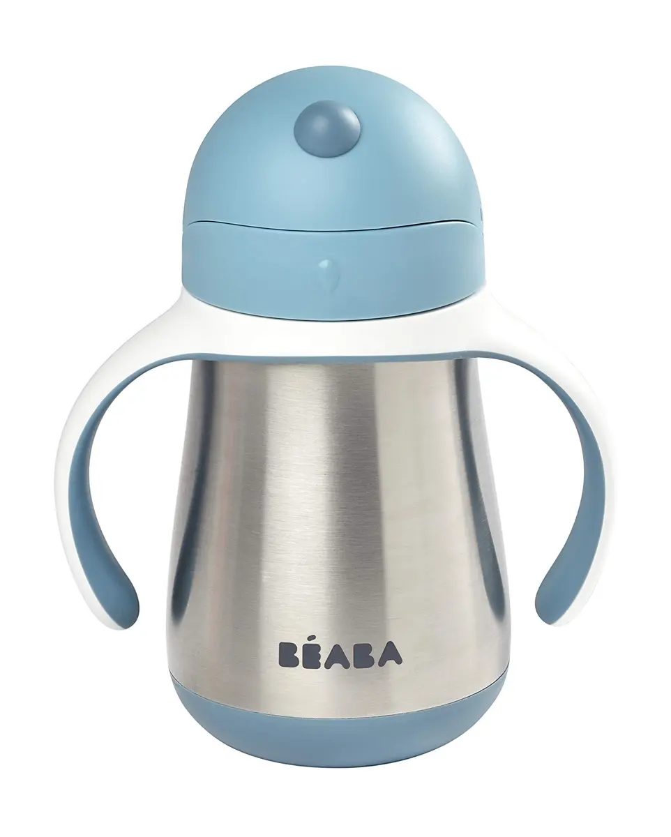 Béaba Stainless Steel Straw Sippy Cup, Insulated Toddler Cups Spill Proof with Removable Handles, 250ml (8.5 oz) | BPA-Free, Leak-Proof - view 2
