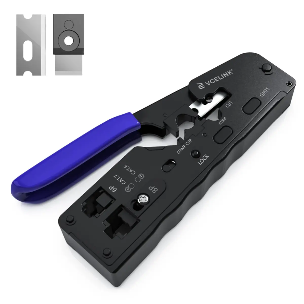 VCELINK All-In-One Ethernet Crimper Tool with Mini Stripper for Cat6/Cat5e RJ45 Connectors | 23-28AWG Cable - view 8
