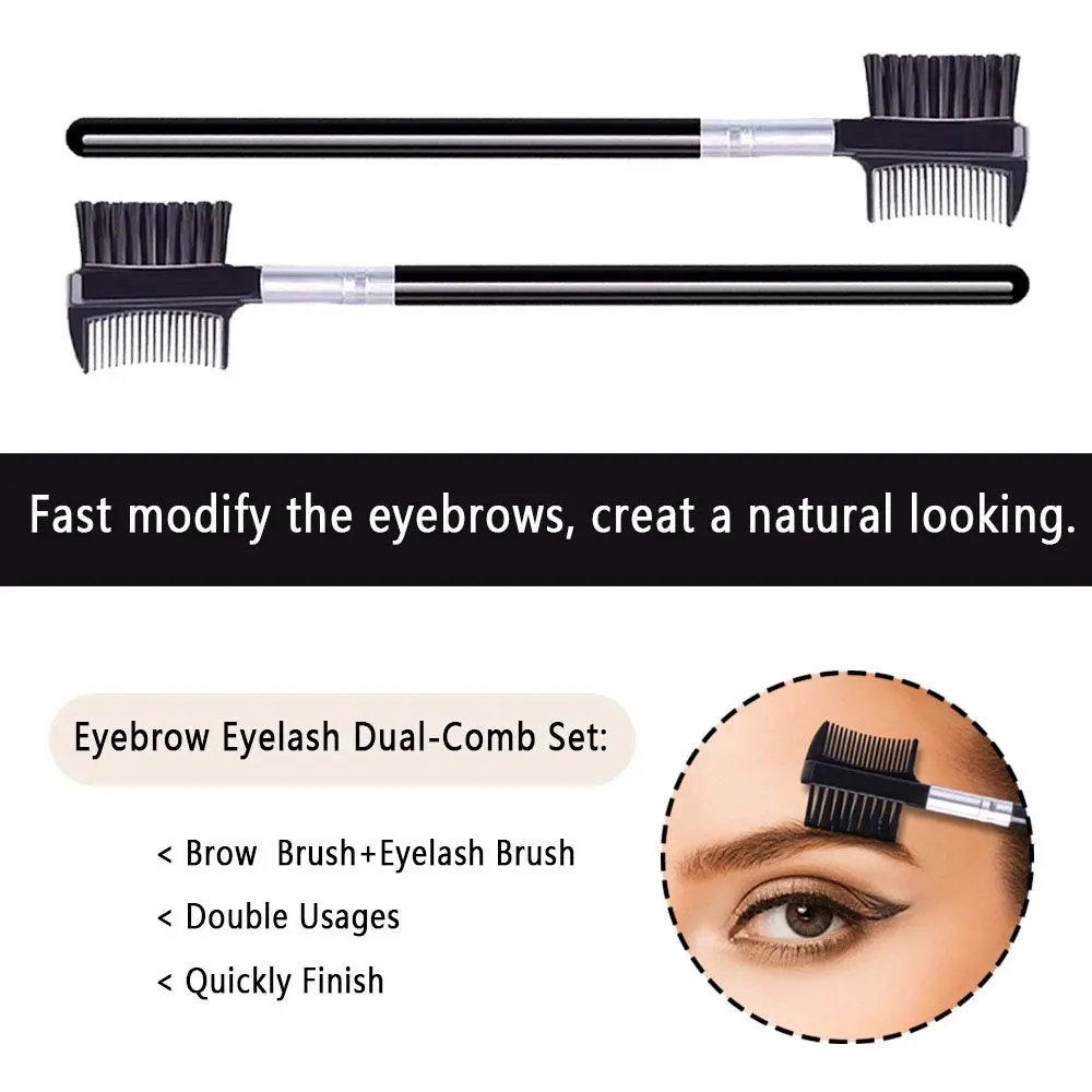 LOOKSEVEN Eyelash Comb and Eyebrow Brush Set | Double Head Design for Precise Grooming - view 5