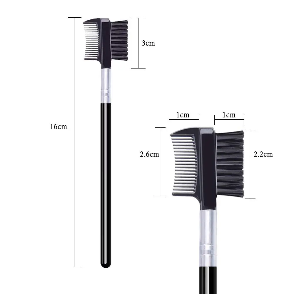 LOOKSEVEN Eyelash Comb and Eyebrow Brush Set | Double Head Design for Precise Grooming - view 3
