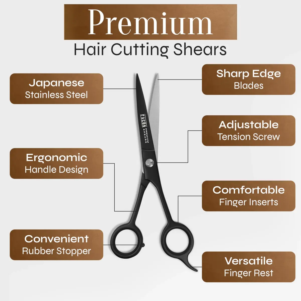 FACON Professional Hair Cutting Scissors 6.5 Inch Razor Edge Barber Shears | Japanese Stainless Steel - view 6