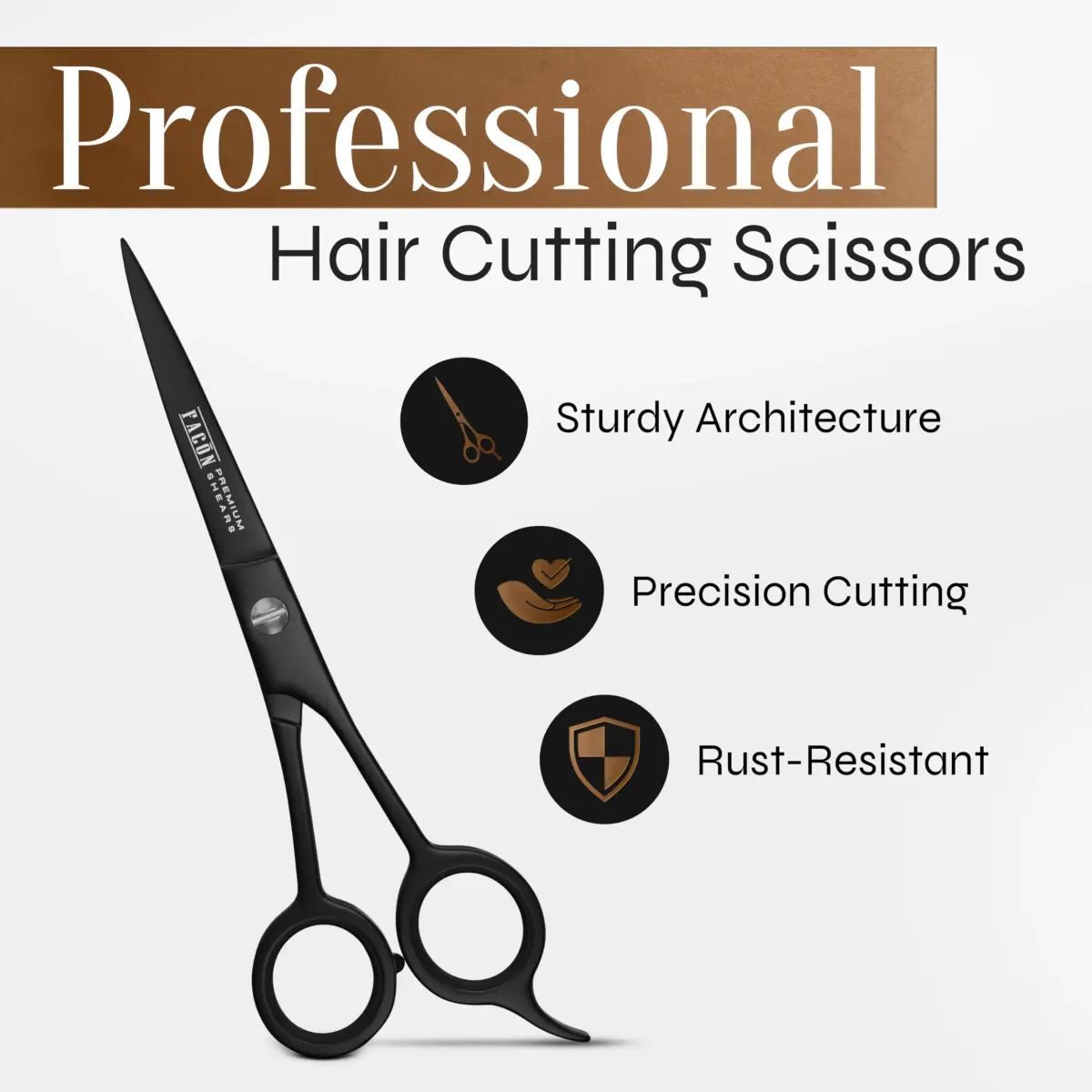 FACON Professional Hair Cutting Scissors 6.5 Inch Razor Edge Barber Shears | Japanese Stainless Steel - view 2