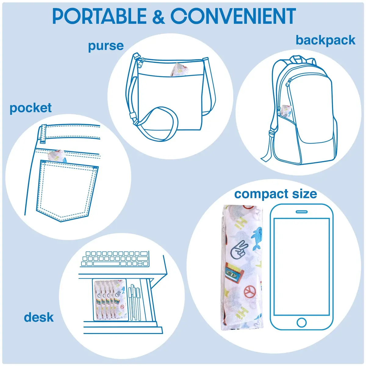 Handy Basix XL Full Coverage Disposable Toilet Seat Covers 20 Pcs (Good Vibes) | Waterproof & Individually Wrapped - view 4