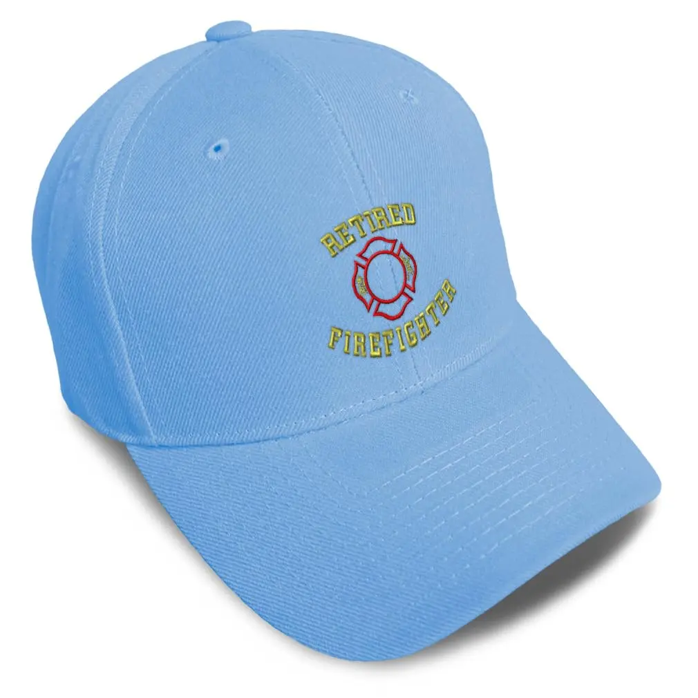 Speedy Pros Baseball Caps for Men & Women Embroidered Retired Firefighter Fireman Embroidery Light Blue | Durable Acrylic, Adjustable Fit - main product image