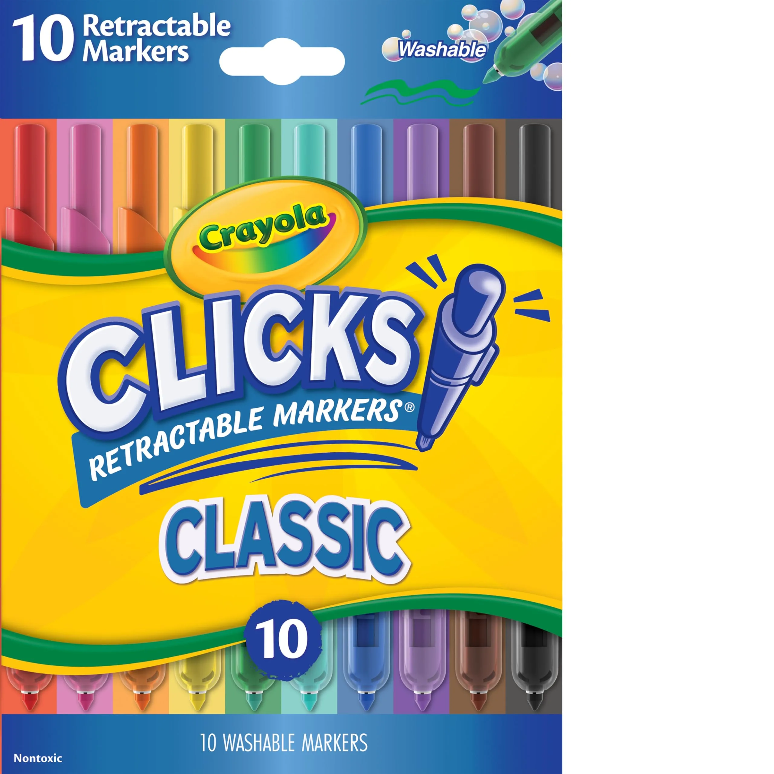 Crayola Clicks Retractable Tip Markers Classic 10 Count | Washable Art Supplies for India - main product image