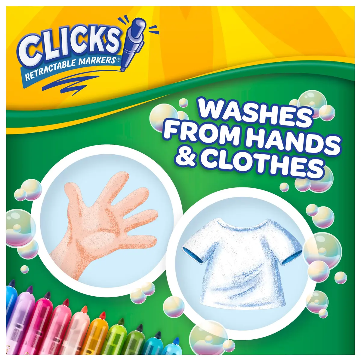 Crayola Clicks Retractable Tip Markers (10 Count, 1 Millimeter) | Washable Cone Tip Art Marker Set - view 3