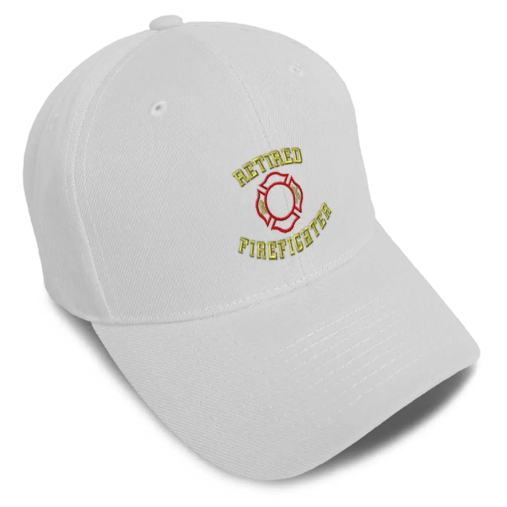 Speedy Pros Baseball Caps for Men & Women Embroidered Retired Firefighter Fireman Embroidery | Acrylic White Design - main product image
