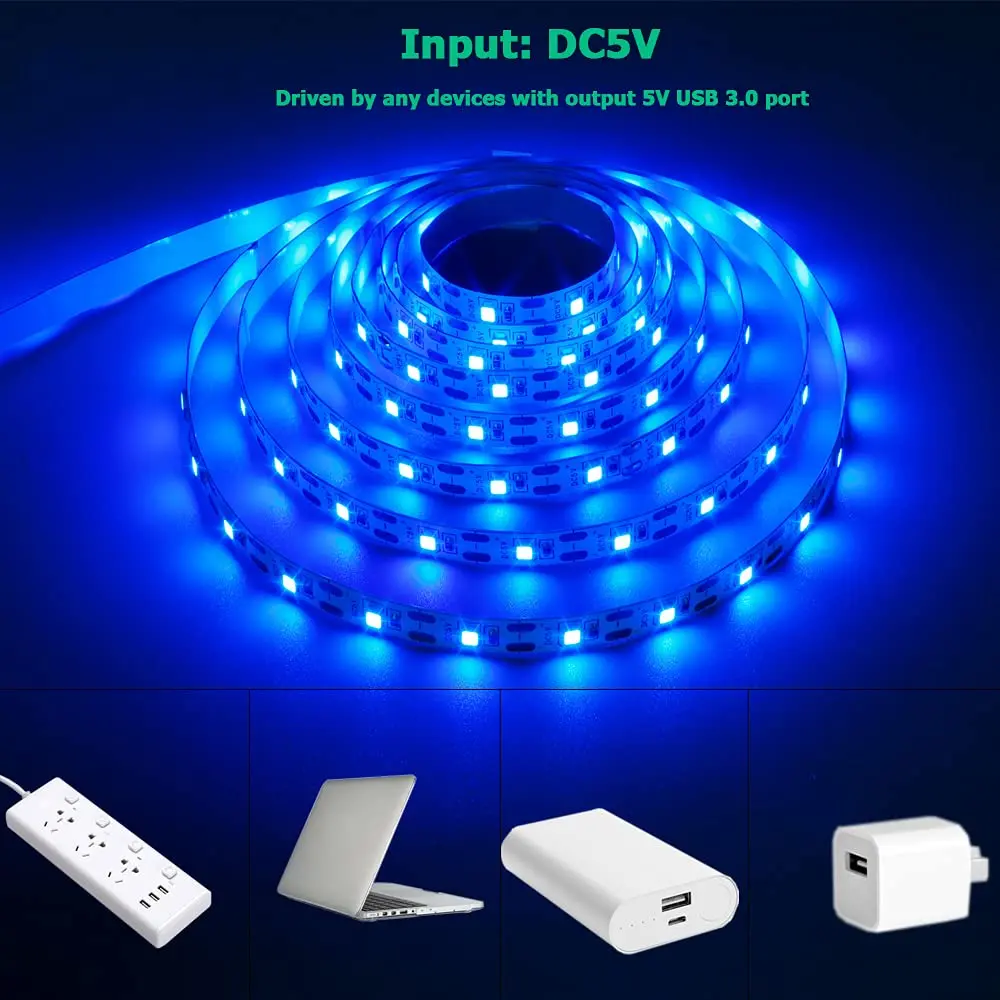 KXZM Blue USB LED Strip Light 4M (13.12ft) 2-Pack | Flexible SMD 2835 Tape Lights for Bedroom & TV Background - view 2