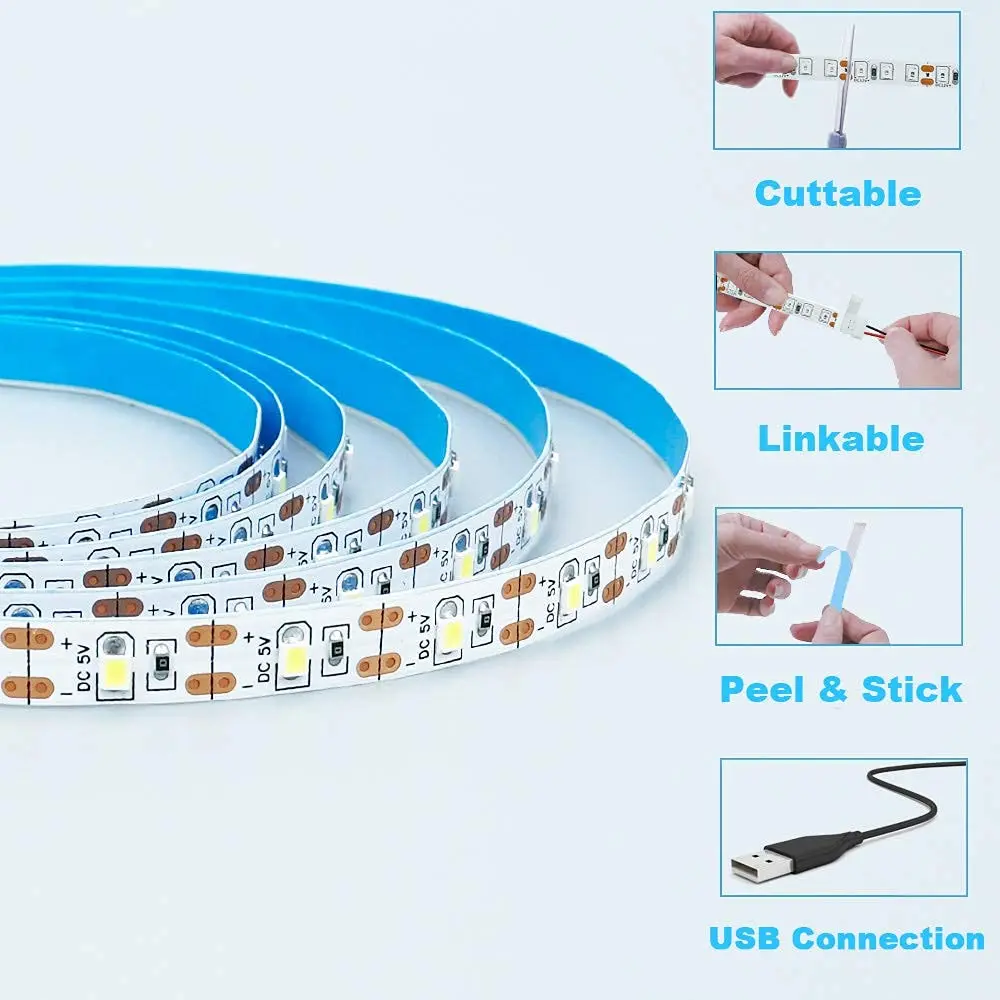 KXZM Blue USB LED Strip Light 4M (13.12ft) 2-Pack | Flexible SMD 2835 Tape Lights for Bedroom & TV Background - view 4