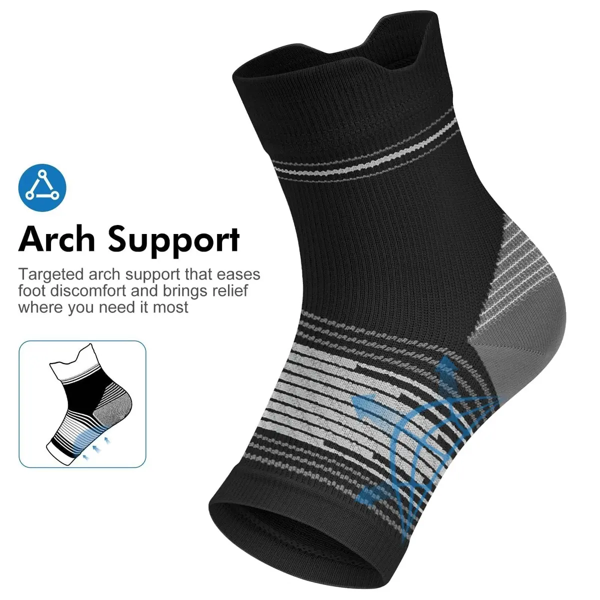 PAPLUS Plantar Fasciitis Socks with Arch Support, 6 Pairs Black | FDA Approved Orthopedic Brace - view 5