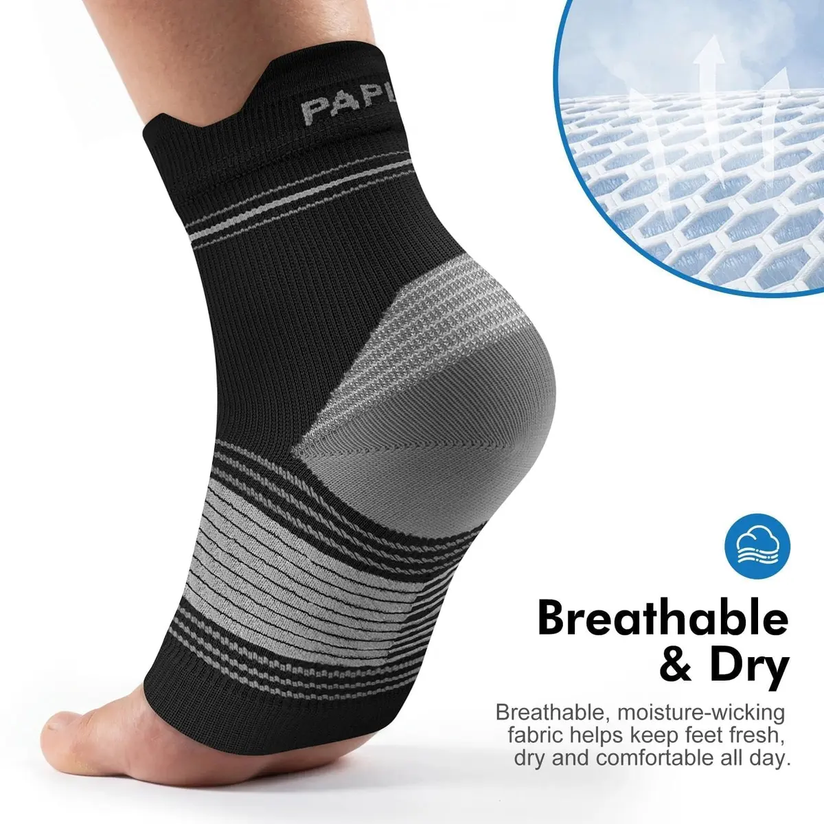 PAPLUS Plantar Fasciitis Socks with Arch Support, 6 Pairs Black | FDA Approved Orthopedic Brace - view 6