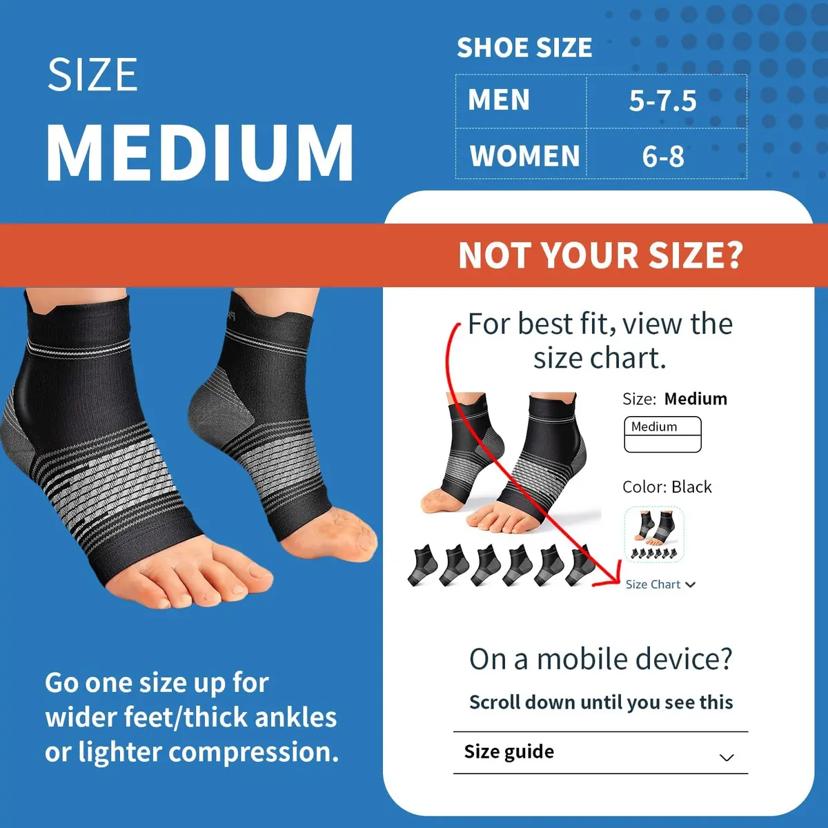 PAPLUS Plantar Fasciitis Socks with Arch Support, 6 Pairs Black | FDA Approved Orthopedic Brace - view 3