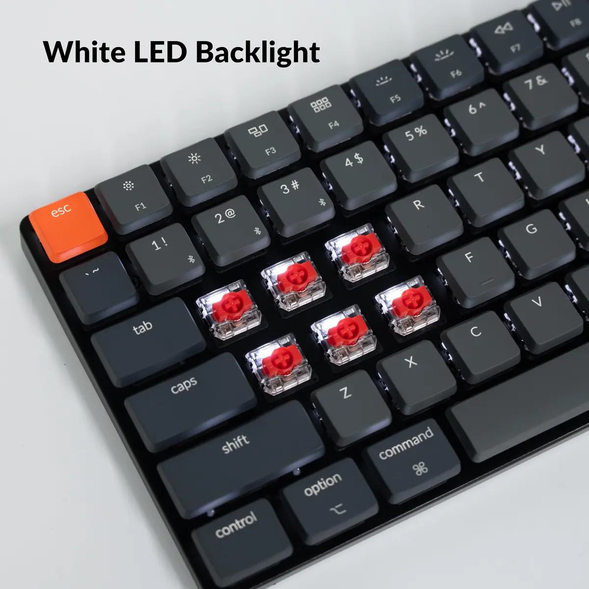 Keychron K3 Version 2 Low-Profile Mechanical Keyboard | 84-Key QMK Wireless Bluetooth 5.1 USB-C White LED Red Switch - view 9