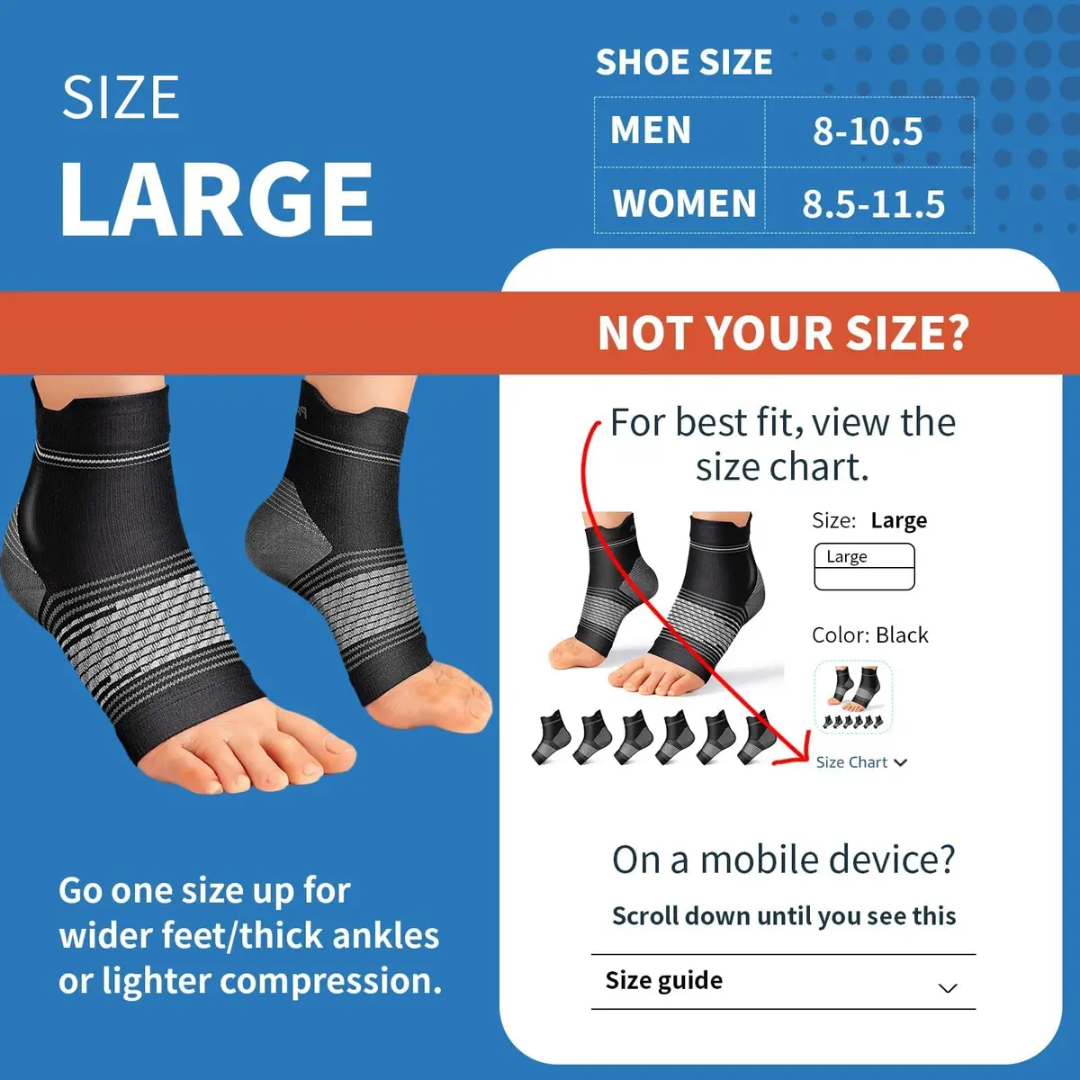 PAPLUS Compression Socks for Plantar Fasciitis Relief - 6 Pairs, Black | FDA Approved Orthopedic Brace - view 3