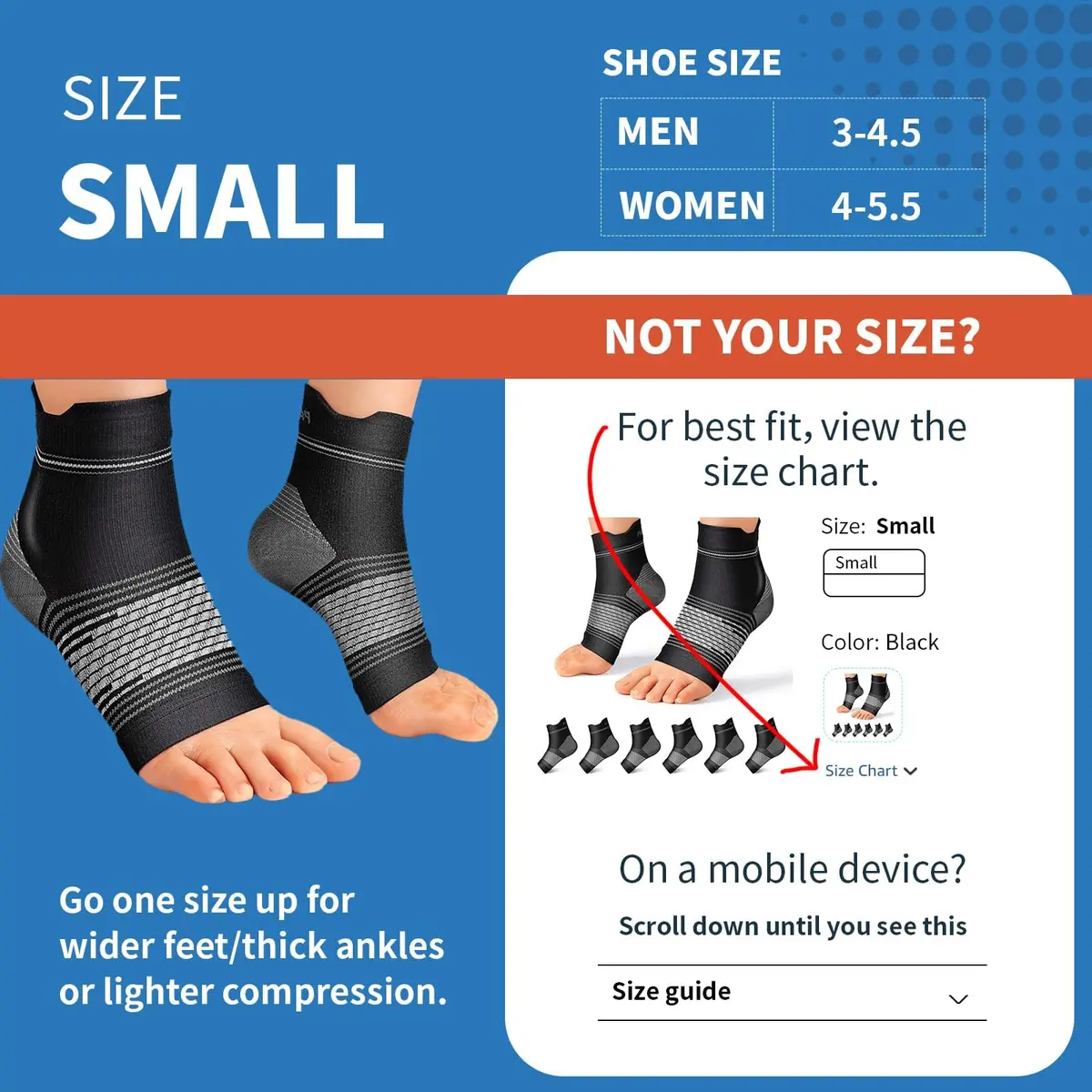 PAPLUS Plantar Fasciitis Socks 6 Pairs Small (Black) | FDA Approved Orthopedic Brace for Daily Pain Relief - view 3
