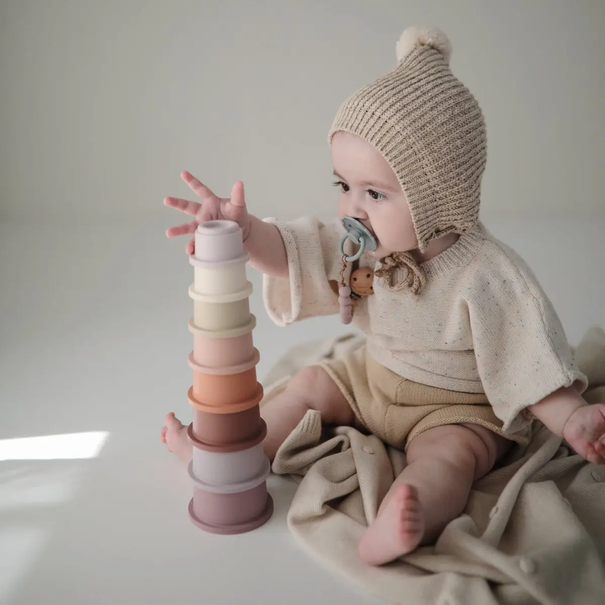 mushie Stacking Cups Toy 8pcs | Made in Denmark for 0-3 Years - view 7