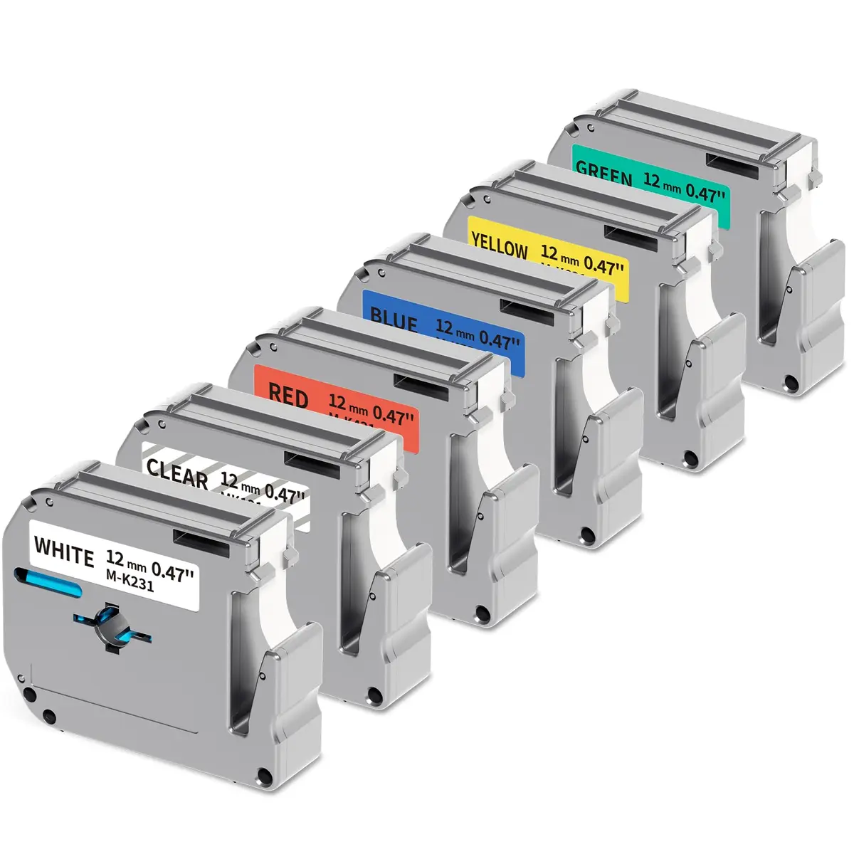 Labelife Compatible Brother M Tape 12mm 0.47 Color P Touch PTM95 Label Tape | Waterproof, Indoor Use, 6-Color Pack - main product image