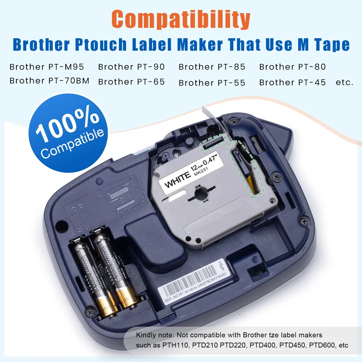 Labelife Compatible Brother M Tape 12mm 0.47 Color P Touch PTM95 Label Tape | Waterproof, Indoor Use, 6-Color Pack - view 2