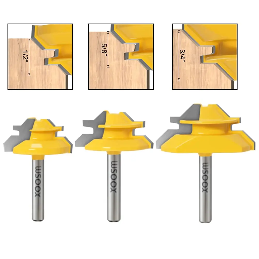 WSOOX 1/4 Inch Shank 45 Degree Lock Miter Router Bit Set | Wood Joinery Tools for Perfect Angles - view 5