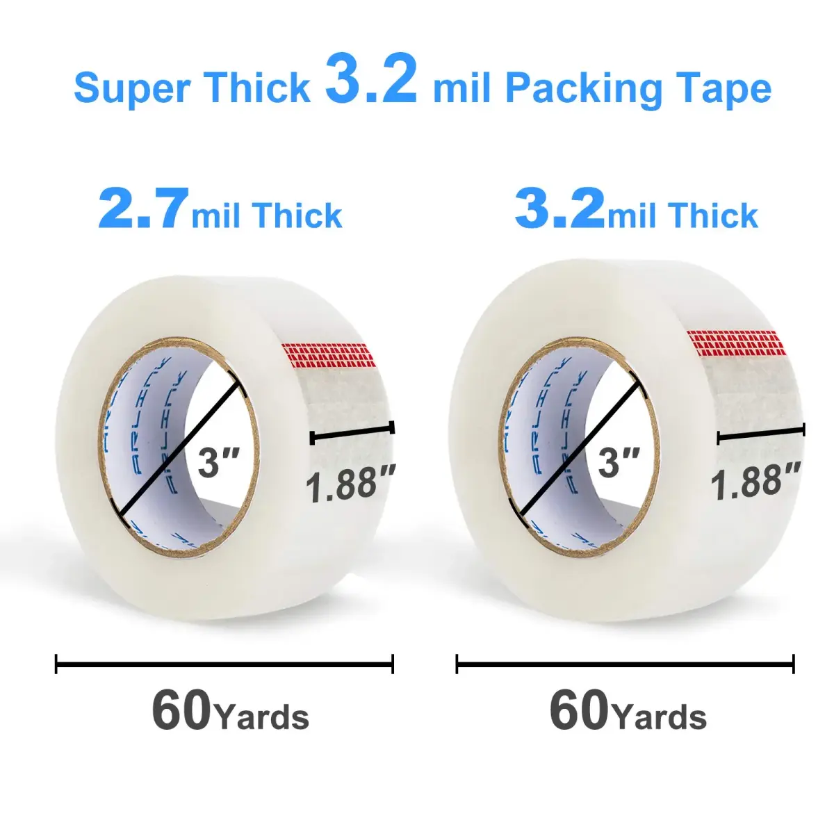 JARLINK Clear Packing Tape 12 Rolls | 55m (60 yd) x 48mm (1.88") | Heavy Duty BOPP Acrylic Adhesive Tape - view 2