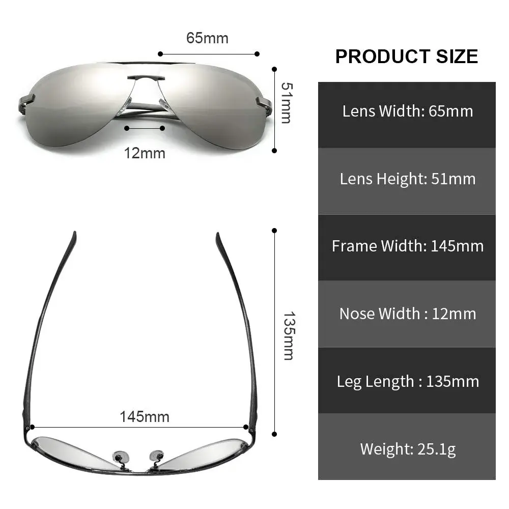 Fishingtours Classic Aviator Sunglasses for Men & Women | 65mm Lens Width (2.56 in) - view 4
