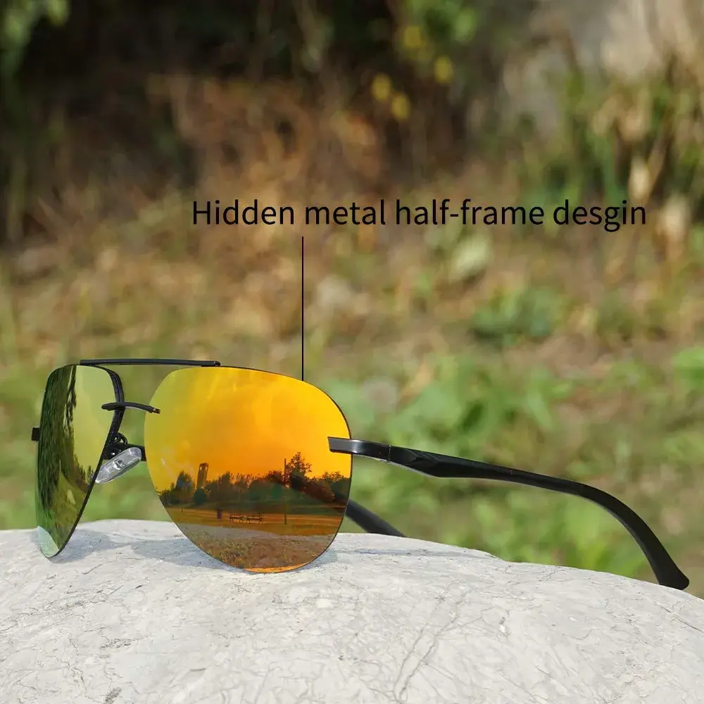 Fishingtours Aviator Sunglasses for Men & Women — Polarized Mirrored Orange Lens, 65mm | Classic Style with UV400 Protection - view 2