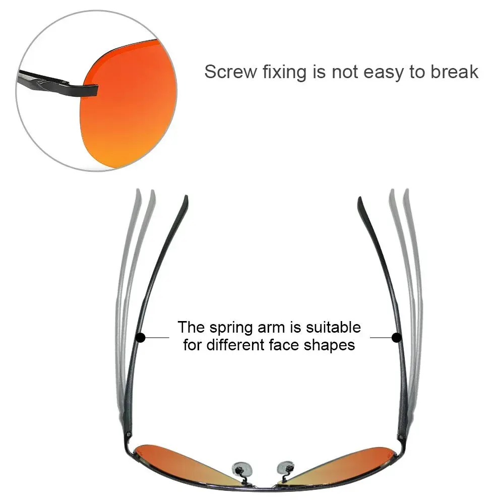 Fishingtours Aviator Sunglasses for Men & Women — Polarized Mirrored Orange Lens, 65mm | Classic Style with UV400 Protection - view 3