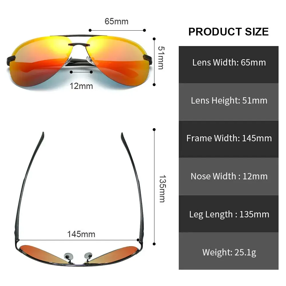 Fishingtours Aviator Sunglasses for Men & Women — Polarized Mirrored Orange Lens, 65mm | Classic Style with UV400 Protection - view 4