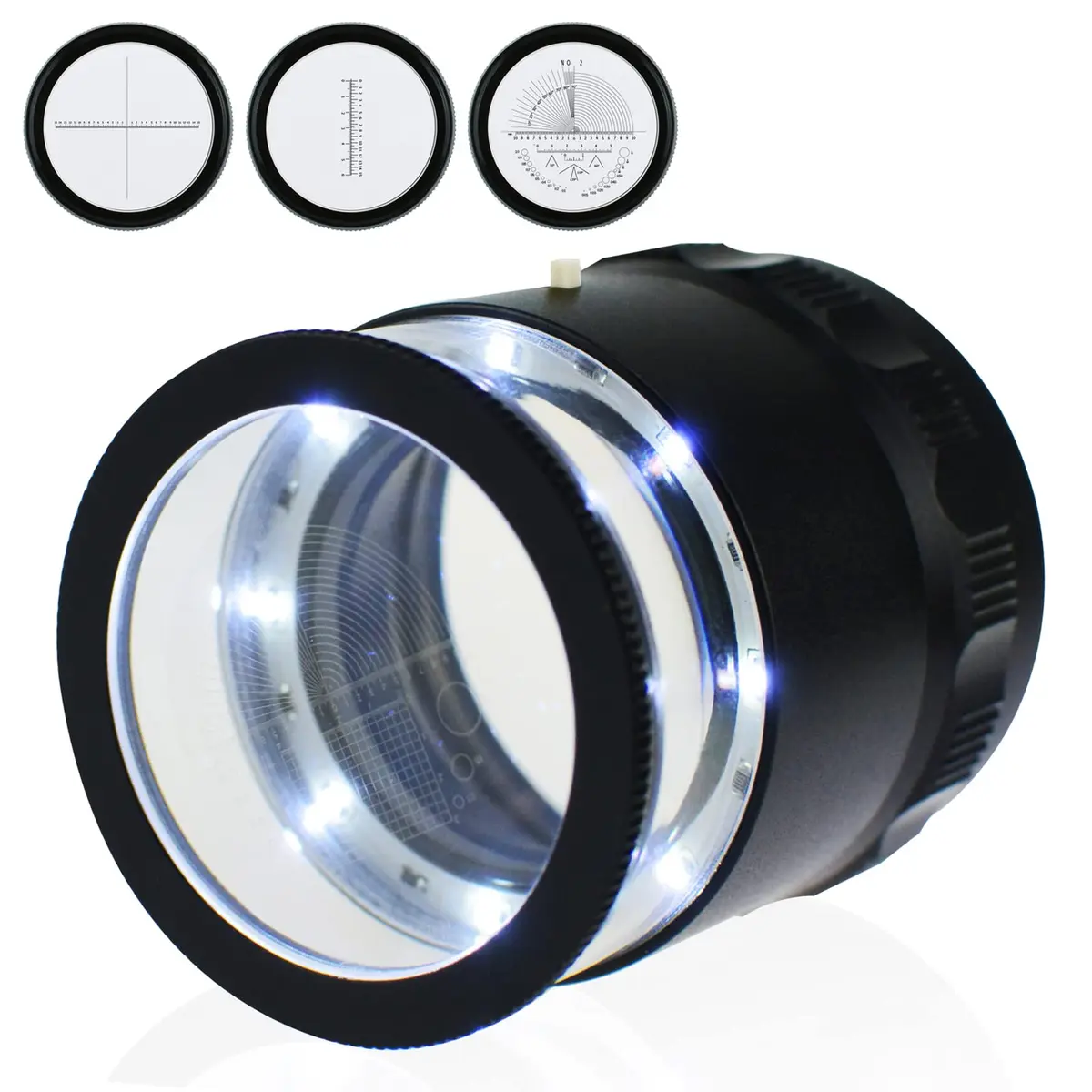 DANOPLUS 10X Jewelry Magnifier with LED Light & Glass Scale Chart | 25mm Field of View, Adjustable Focus - main product image