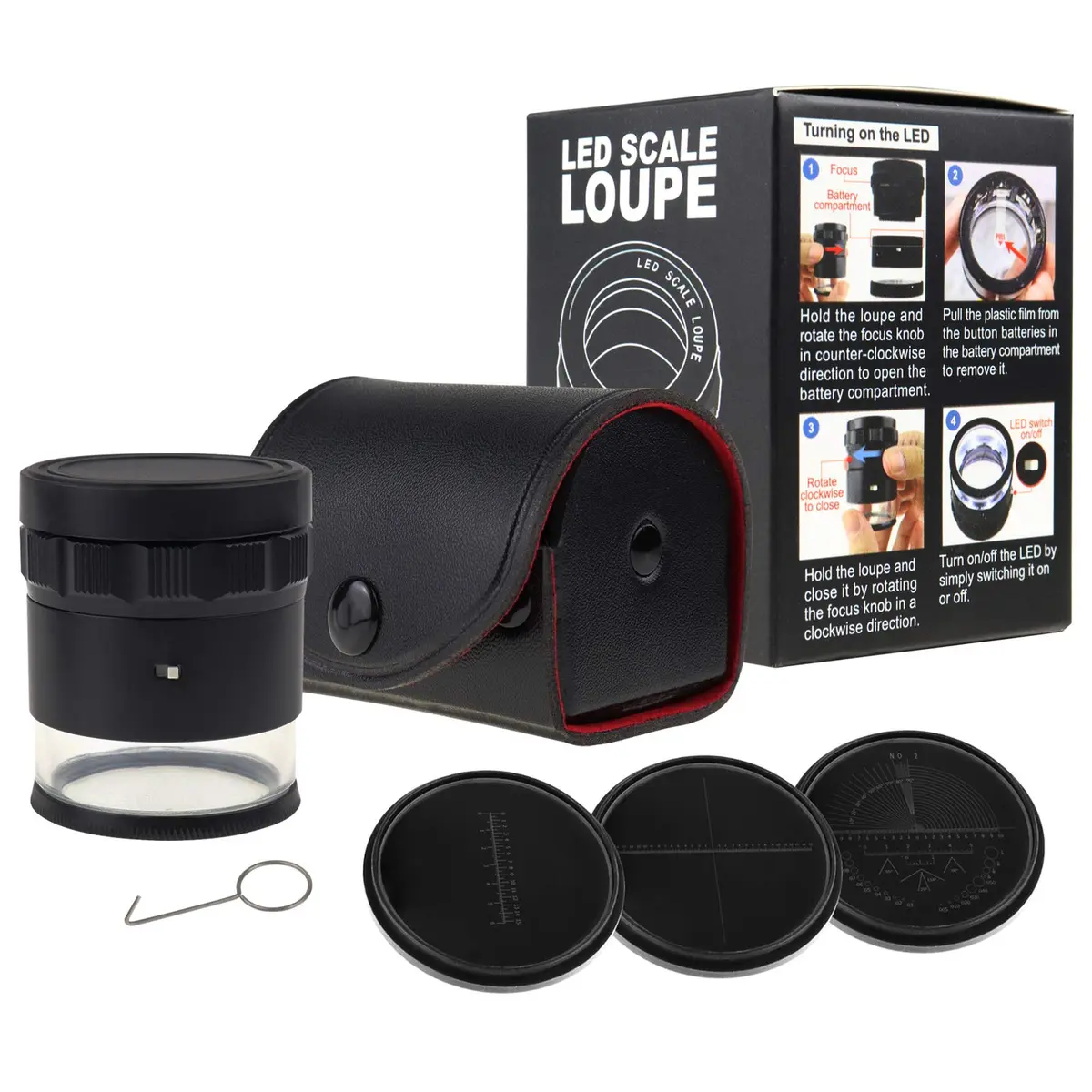 DANOPLUS 10X Jewelry Magnifier with LED Light & Glass Scale Chart | 25mm Field of View, Adjustable Focus - view 5