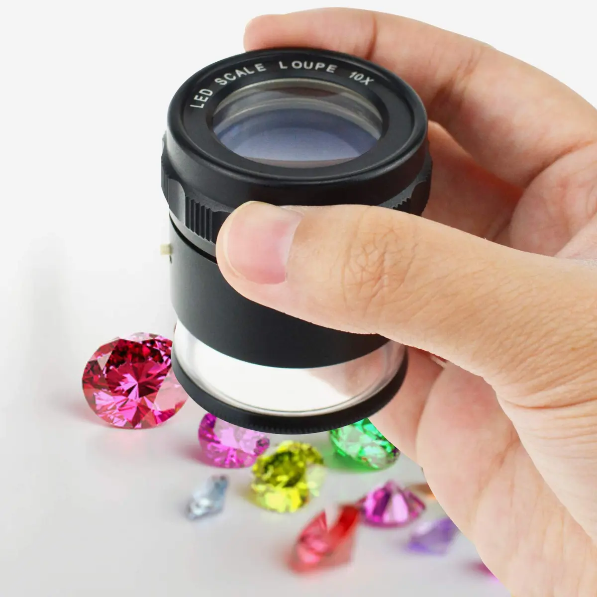 DANOPLUS 10X Jewelry Magnifier with LED Light & Glass Scale Chart | 25mm Field of View, Adjustable Focus - view 2